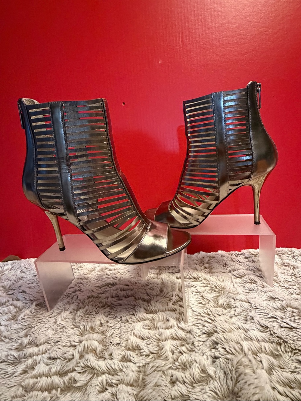 Michael Kors Odelia Caged Peep Toe Stiletto Booties